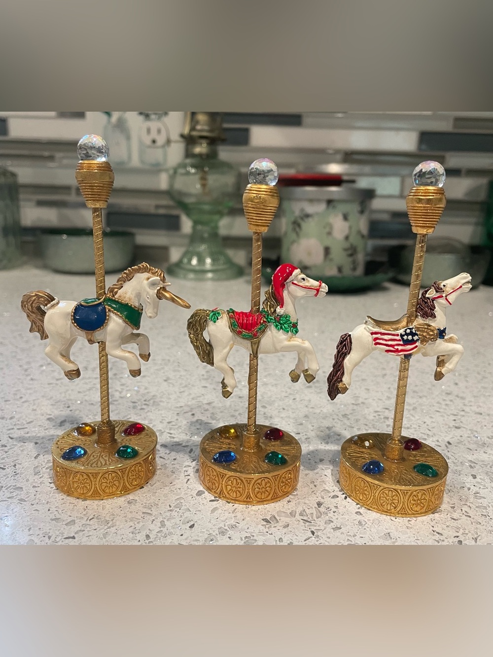 Vintage Spoontiques Pewter Carousel Horses